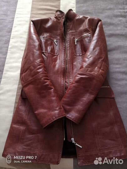 Куртка кожаная женская коричневая