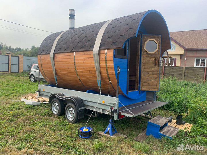 Баня-бочка на прицепе