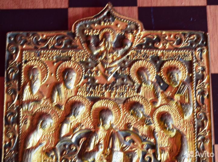 Седмица - икона медная (меднолитая) 18 век с ушком