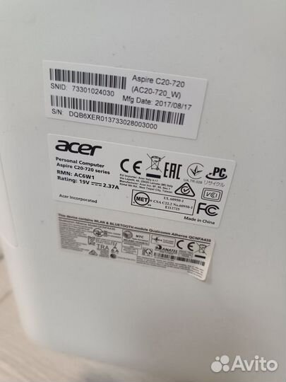 Моноблок acer aspire c20-720 (S)