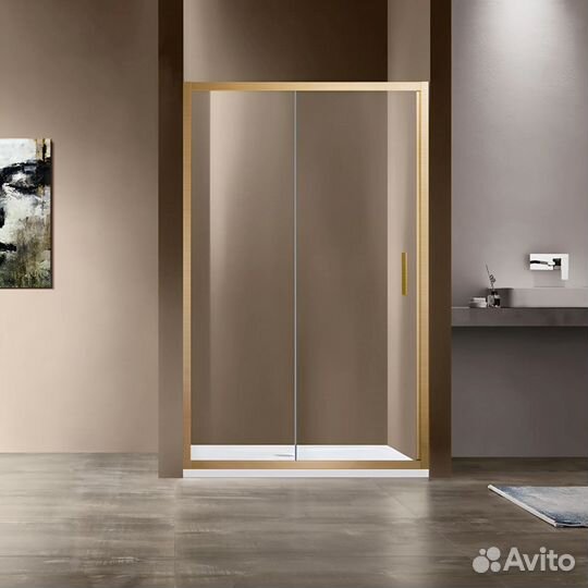 Душ. дверь 135см прозр. золото браш. Garda VDS-1G