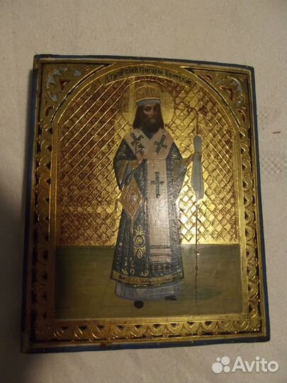 Икона Св. Преподобный Григорий Критский на золоте