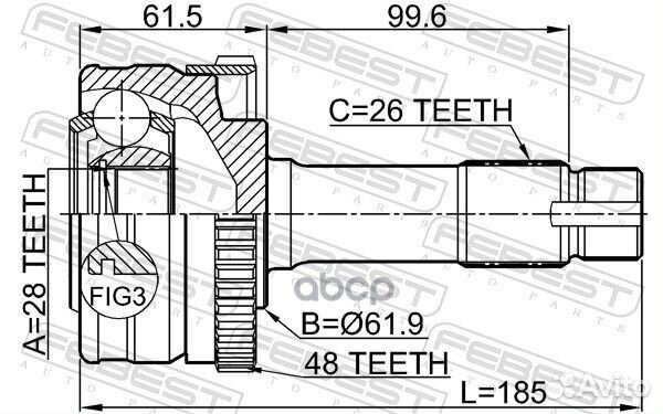 Шрус наружный 28x61.9x26 1610-463A48 Febest