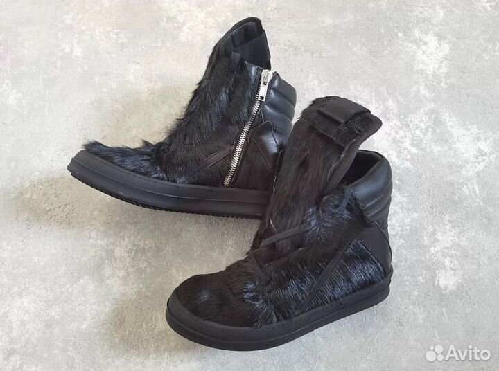 Кеды Rick Owens Geobasket Pony Hair Кожаные