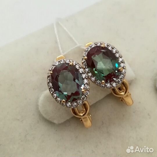Серьги / 3,76г / золото 585 / александрит
