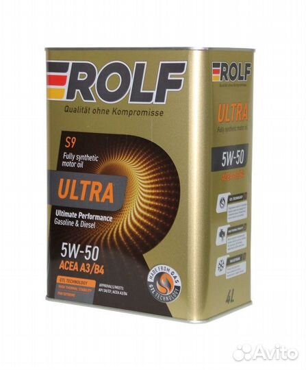 Масло моторное синтетическое Rolf Ultra 5W-50 4л
