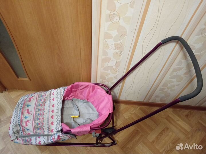 Коляска санки с колёсами выдвижными