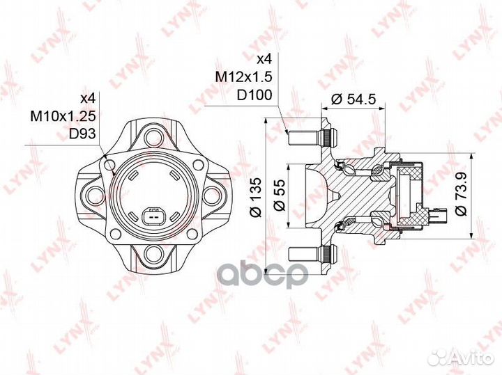 Ступица колеса зад прав/лев WH1133 lynxauto