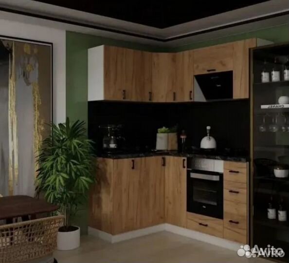 Кухня Оазис 190х130 угловая крафт-золото