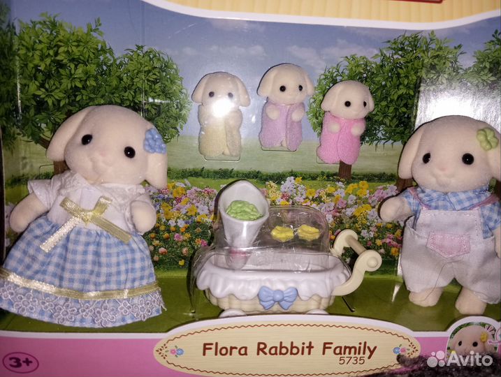 Sylvanian families cat, rabbit