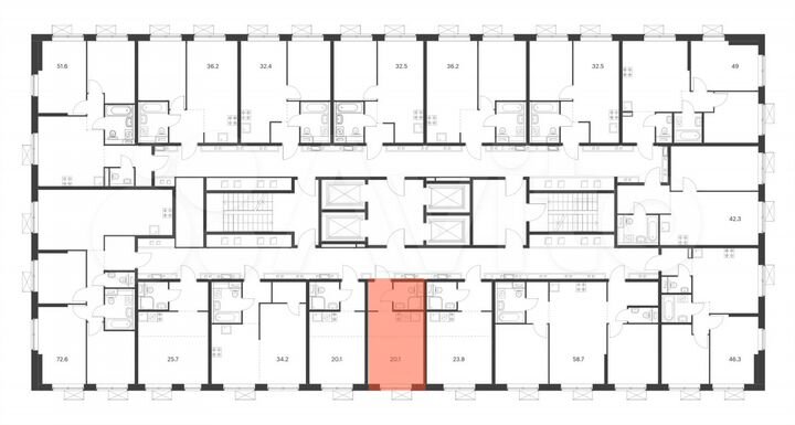 Квартира-студия, 20,1 м², 28/33 эт.
