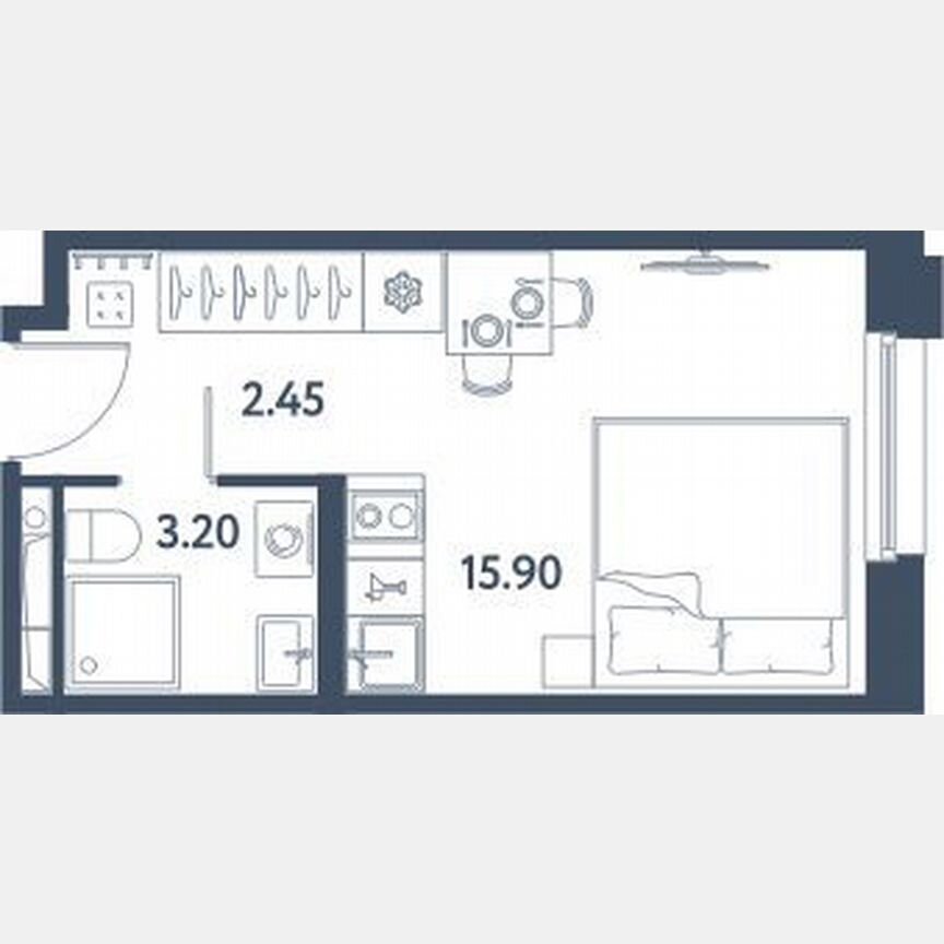 Апартаменты-студия, 21,6 м², 5/16 эт.