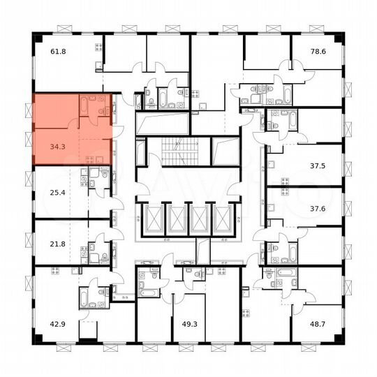 2-к. квартира, 34,3 м², 18/33 эт.