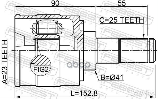 Шрус внутренний левый 23X41X25 1211cremt2WD Febest