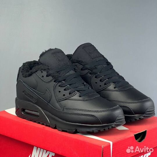 Кроссовки мужские Nike Air Max 90 Black с мехом