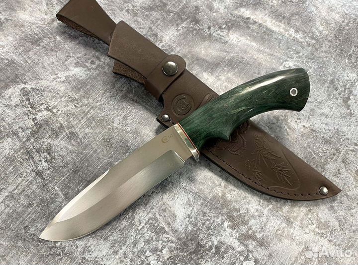 Нож Скиф, сталь D2, мельхиор, стабилизированная ка