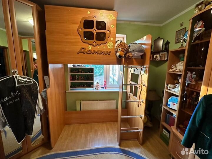 Кровать чердак домик с матрасом 160х70