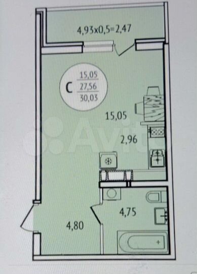 Квартира-студия, 30,5 м², 5/21 эт.