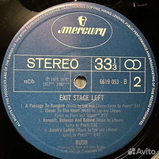 Rush – Exit.Stage Left 2LP (1981г.)