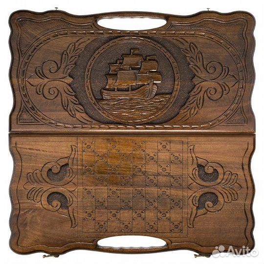 Нарды резные Королевский фрегат 51 х 54 см бук Армения 62677