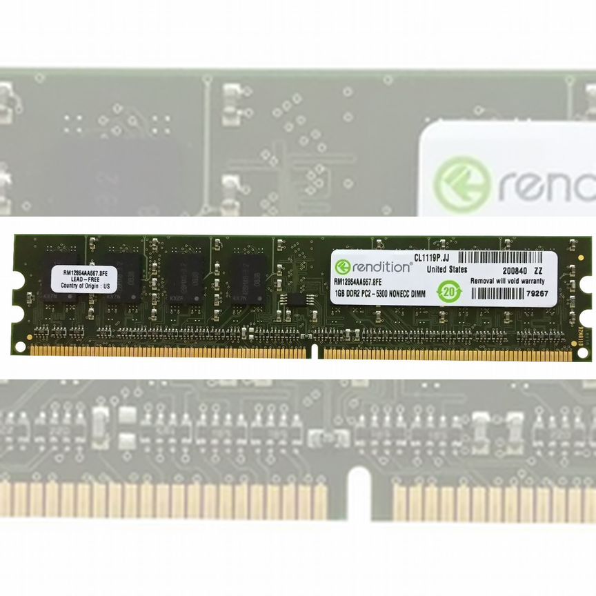 [RM12864AA667.8FE] Оперативная Память Rendition 1gb Rm12864aa667.8fe
