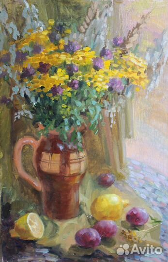 Картина маслом, Цветы, Натюрморт