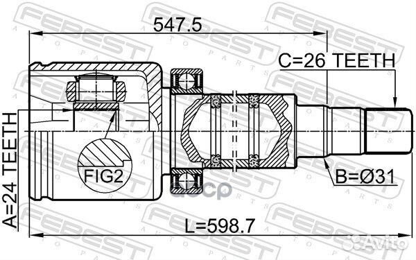 ШРУС volvo S80 -07 внутр.прав. 2711V70RH Febest