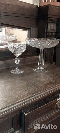 Ваза винтаж хрусталь СССР на высокой ножке