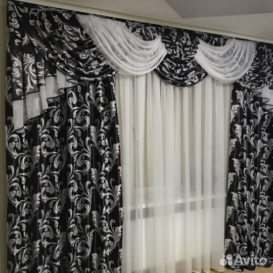Шторы с ламбрикеном плотные