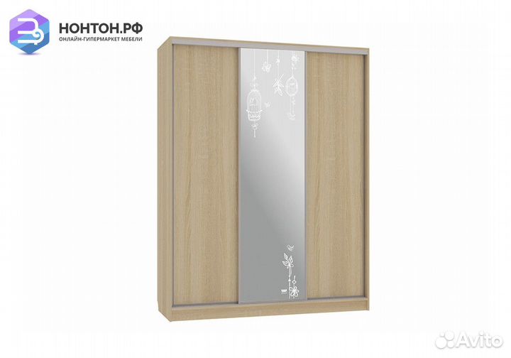 Шкаф-купе Бассо 1-600 птицы дуб сонома