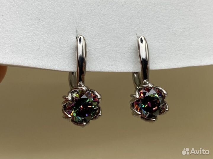 Сертги с мистик топазом, размер 2,2