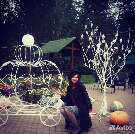 Качели, Дерево, кованное, карета