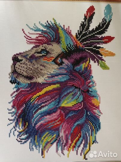 Алмазная мозаика готовая Лев