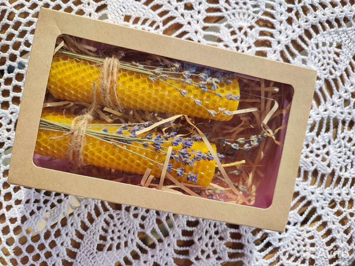 Свечи восковые из вощины 2шт, подарок