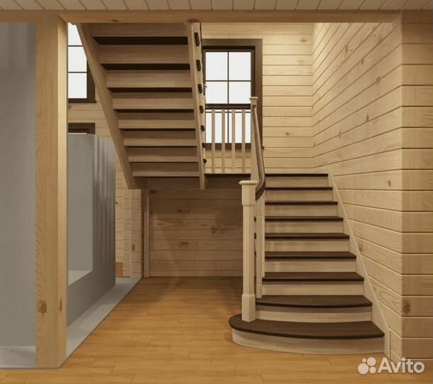 Деревянная межэтажная лестница под ключ, гарантия