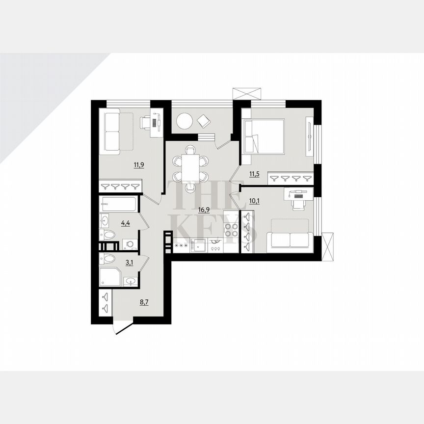 3-к. квартира, 68,5 м², 5/9 эт.
