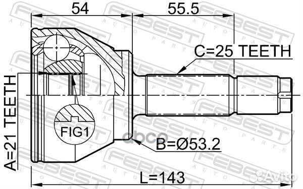 ШРУС наружный 21X53.2X25 mazda 2 07- 2110FUS Fe