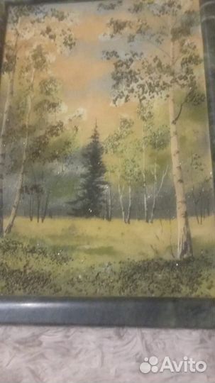 Картина из каменной крошки. Летний пейзаж. Березы