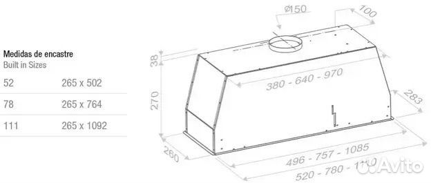 Вытяжка pando NEO/78 inox V.850 SEC