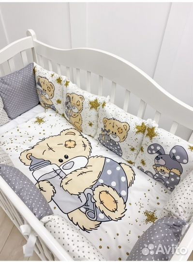 Бортики в детскую кроватку с постельным бельем