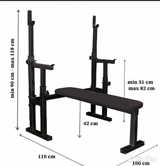 Скамья со стойкой для жима с подстраховкой чёрная