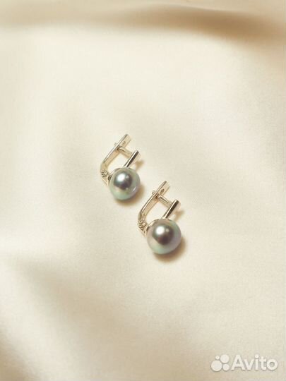 Серьги с натуральным жемчугом