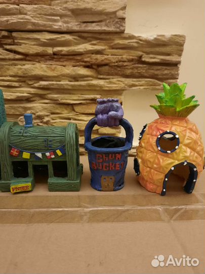 Декорации для аквариума домики губка боб