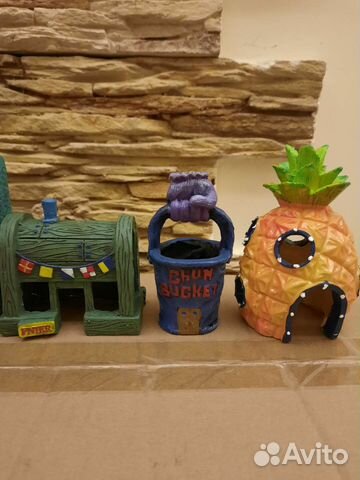 Декорации для аквариума домики губка боб