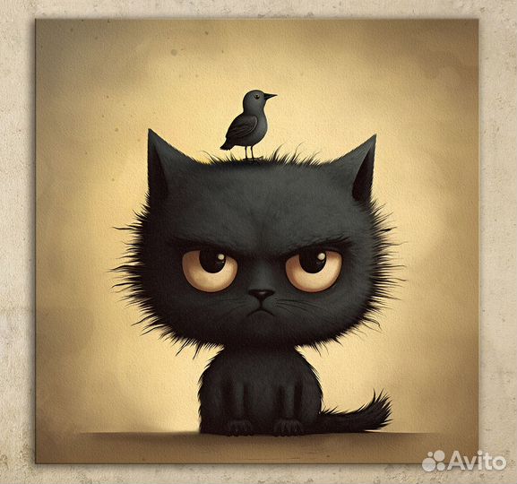 Недовольный кот на холсте / картины под заказ