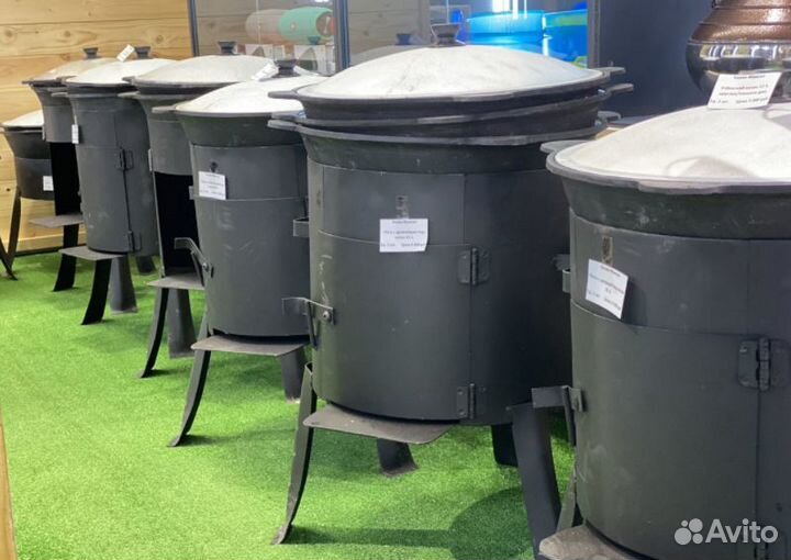 Казан 12 литров+печь 3 мм с дверцей и дымоходом