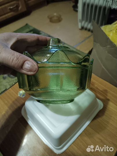 Сахарница цветное стекло СССР