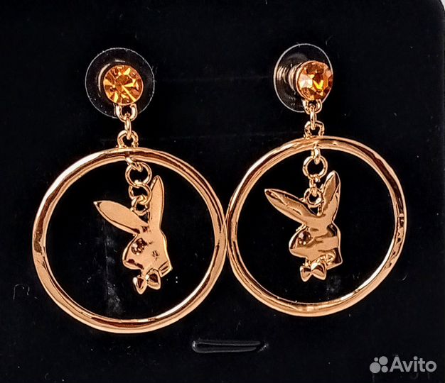 Серьги Playboy золотого цвета. Новые