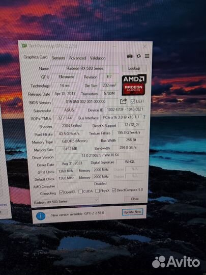 Видюха Asus Rx580.8 gb Dual Oc