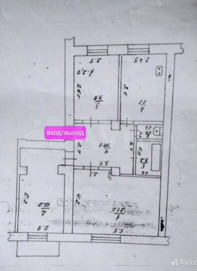 3-к. квартира, 70 м², 2/2 эт.